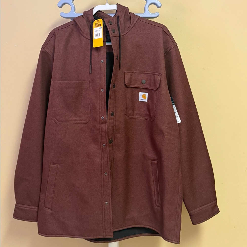Carhartt Maroon Hooded Work Shirt-Jacket